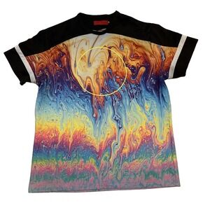 Vie Riche Paris Shirt Men's 2XL AOP Abstract Marble Liquid Streetwear Colorful